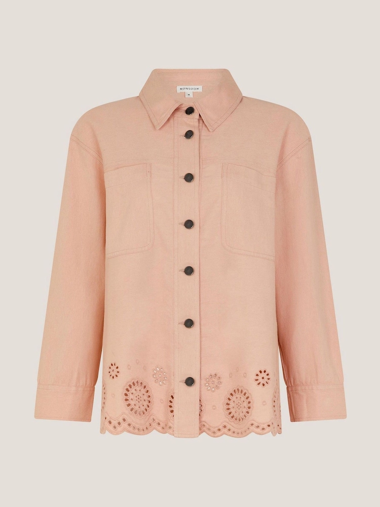 Monsoon Pink Belle Broderie Shacket - Image 6 of 6