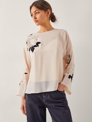 Monsoon Ariah Floral Print Embellished Blouse - Imagen 1 de 5