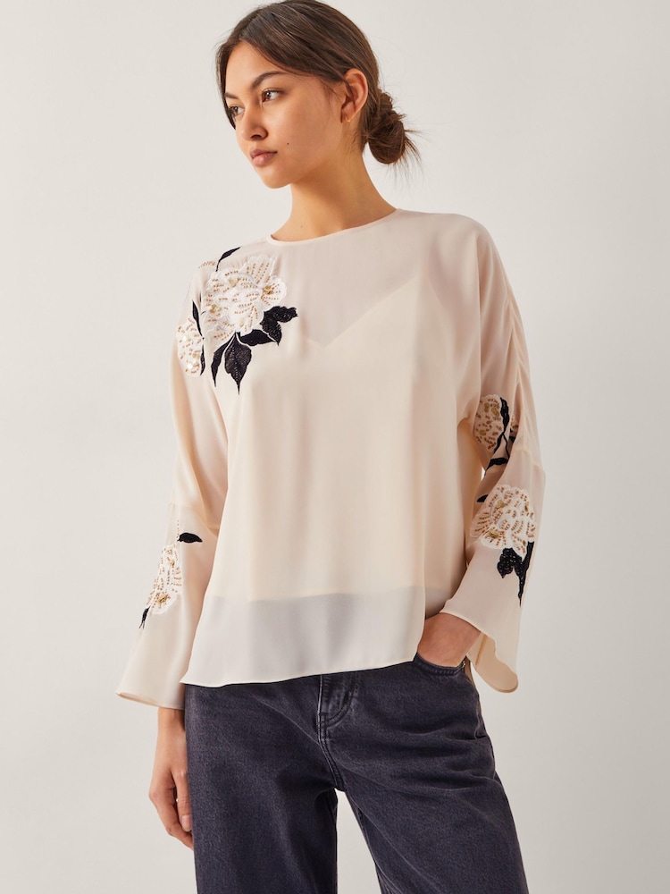 Monsoon Ariah Floral Print Embellished Blouse - Imagen 1 de 5