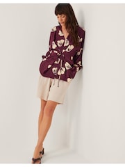 Monsoon Red Roz Floral Print Wrap Top - Image 5 of 6