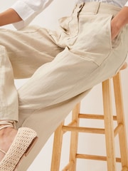 Monsoon Natural Jolie Short Linen Wide Leg Trousers - Image 4 of 4