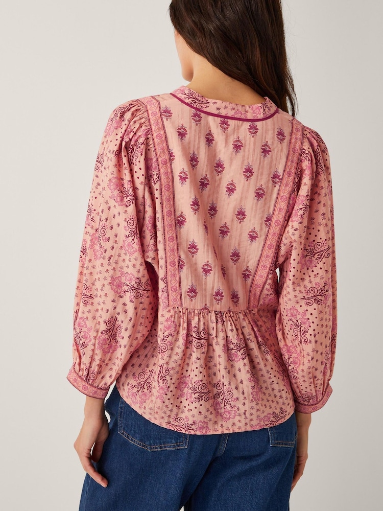 Monsoon Orange Sybil Contrast Print Blouse - Image 3 of 5
