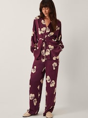 Monsoon Purple Roz Floral Straight Leg Trousers - Image 1 of 6