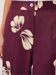 Monsoon Purple Roz Floral Straight Leg Trousers - Image 5 of 6