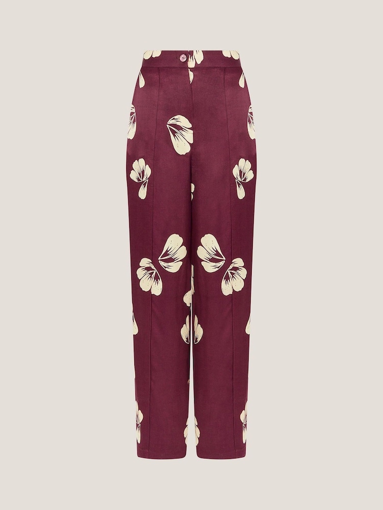 Monsoon Purple Roz Floral Straight Leg Trousers - Image 6 of 6