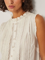 Monsoon Natural Trish Sleeveless Ruffle Shirt - Image 4 of 5