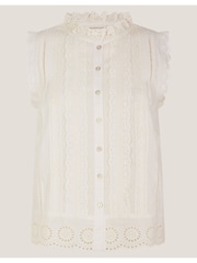 Monsoon Natural Trish Sleeveless Ruffle Shirt - Image 5 of 5