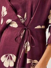 Monsoon Purple Roz Floral Print Wrap Midi Dress - Image 4 of 5