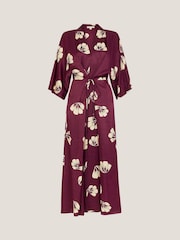 Monsoon Purple Roz Floral Print Wrap Midi Dress - Image 5 of 5