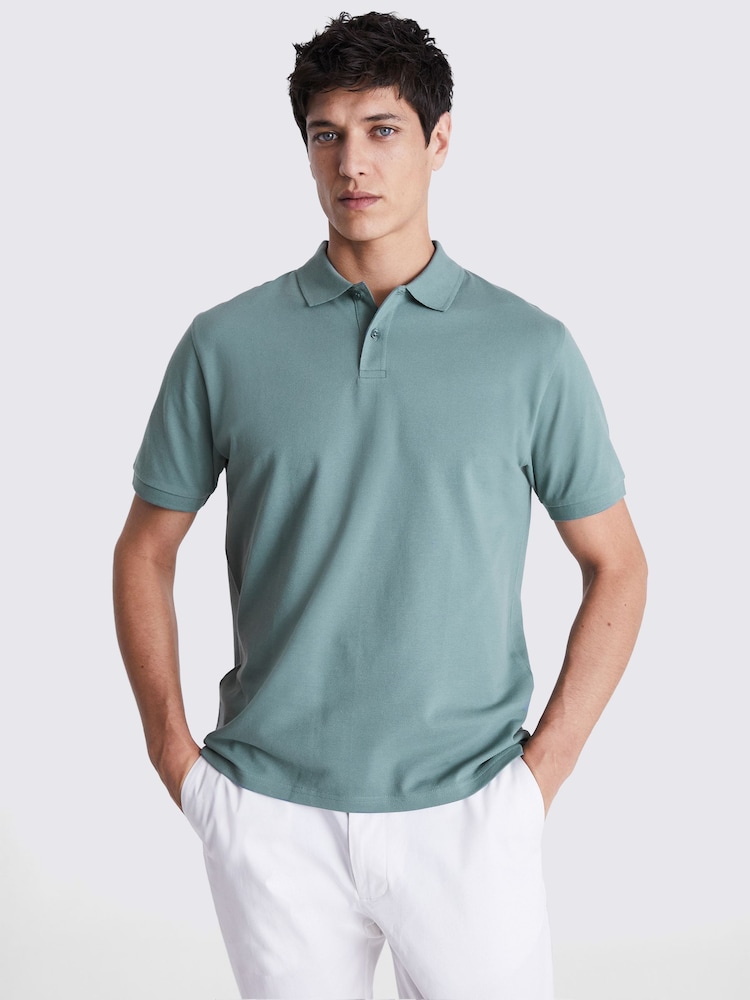 MOSS Teal Pique Polo Shirt - Image 1 of 3