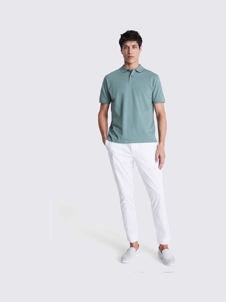 MOSS Teal Pique Polo Shirt - Image 2 of 3 MOSS Teal Pique Polo Shirt - Image 2 of 3