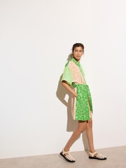 Oliver Bonas Green Floral Print Mini Dress - Image 1 of 7