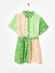Oliver Bonas Green Floral Print Mini Dress - Image 3 of 7