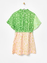 Oliver Bonas Green Floral Print Mini Dress - Image 4 of 7