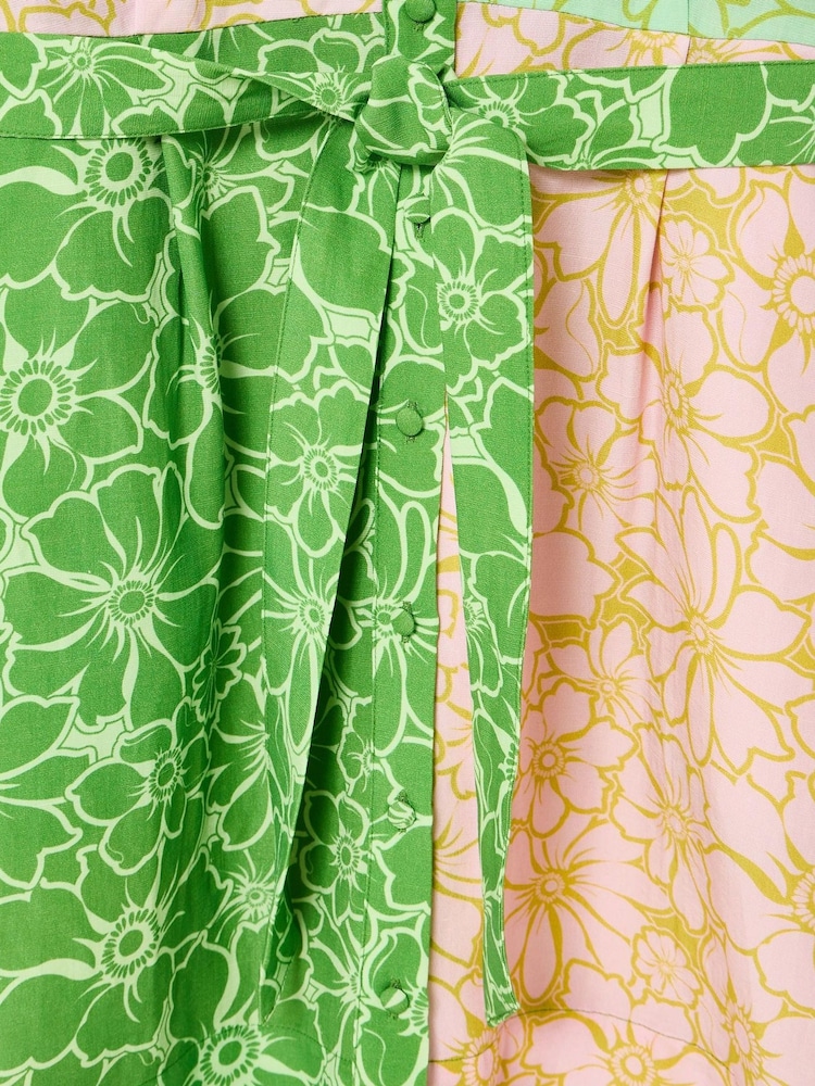 Oliver Bonas Green Floral Print Mini Dress - Image 6 of 7
