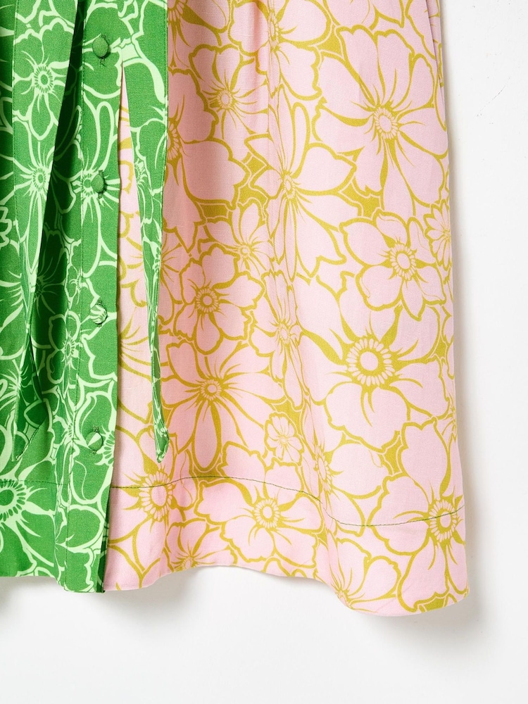 Oliver Bonas Green Floral Print Mini Dress - Image 7 of 7