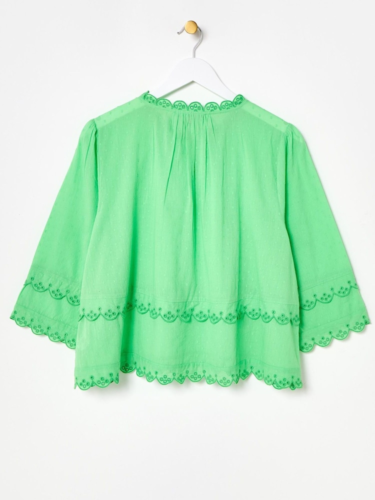 Oliver Bonas Textured Broderie Frill Blouse - Imagem 2 de 5