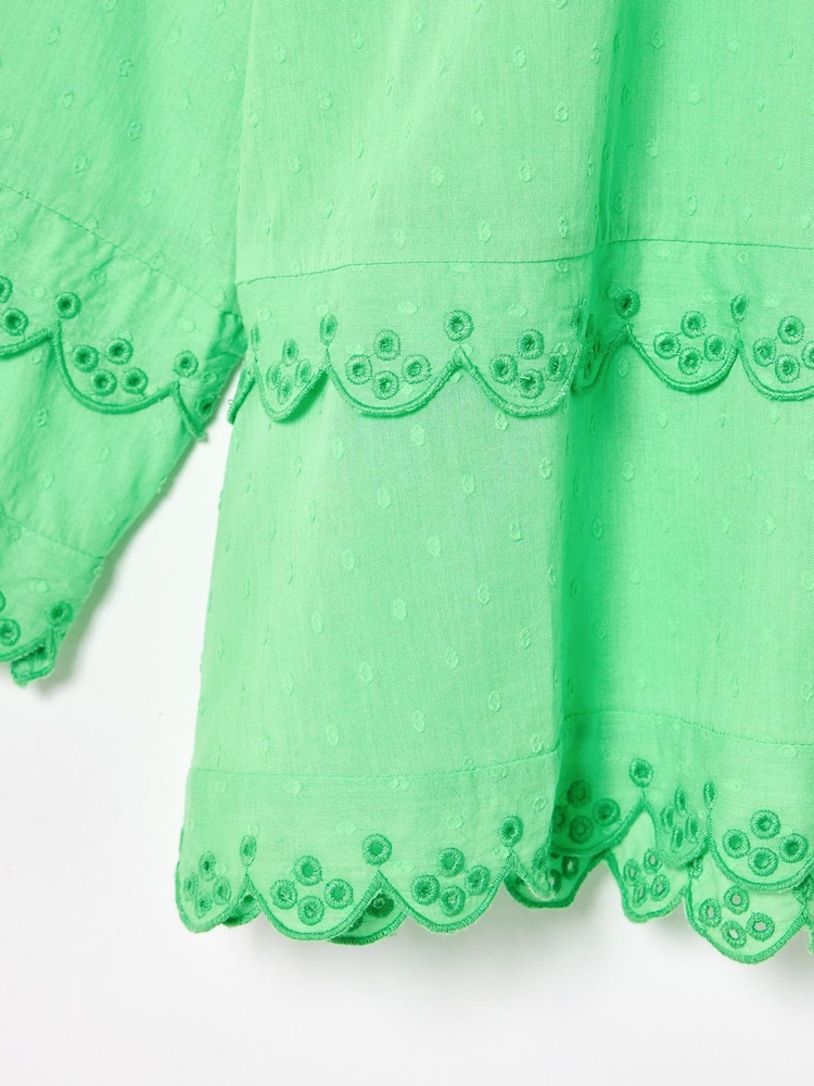 Oliver Bonas Textured Broderie Frill Blouse - Imagem 5 de 5