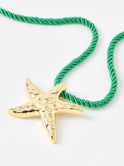 Oliver Bonas Green Large Beryl Starfish Rope Pendant Necklace - Image 2 of 4