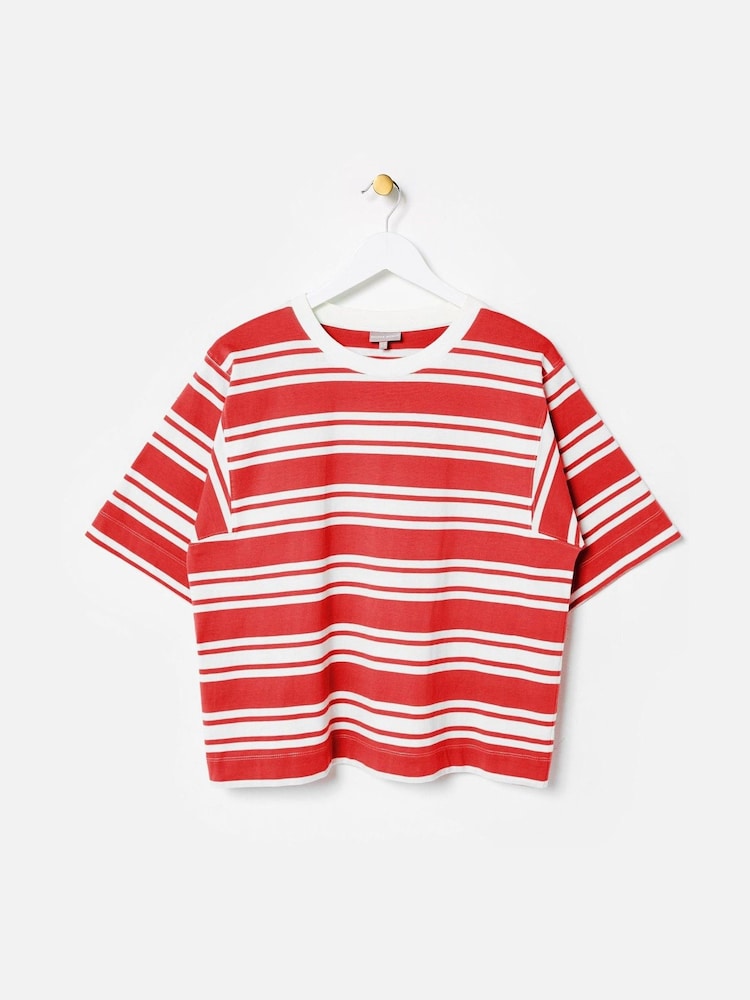 Oliver Bonas Red Striped Boxy T-Shirt - Image 1 of 5