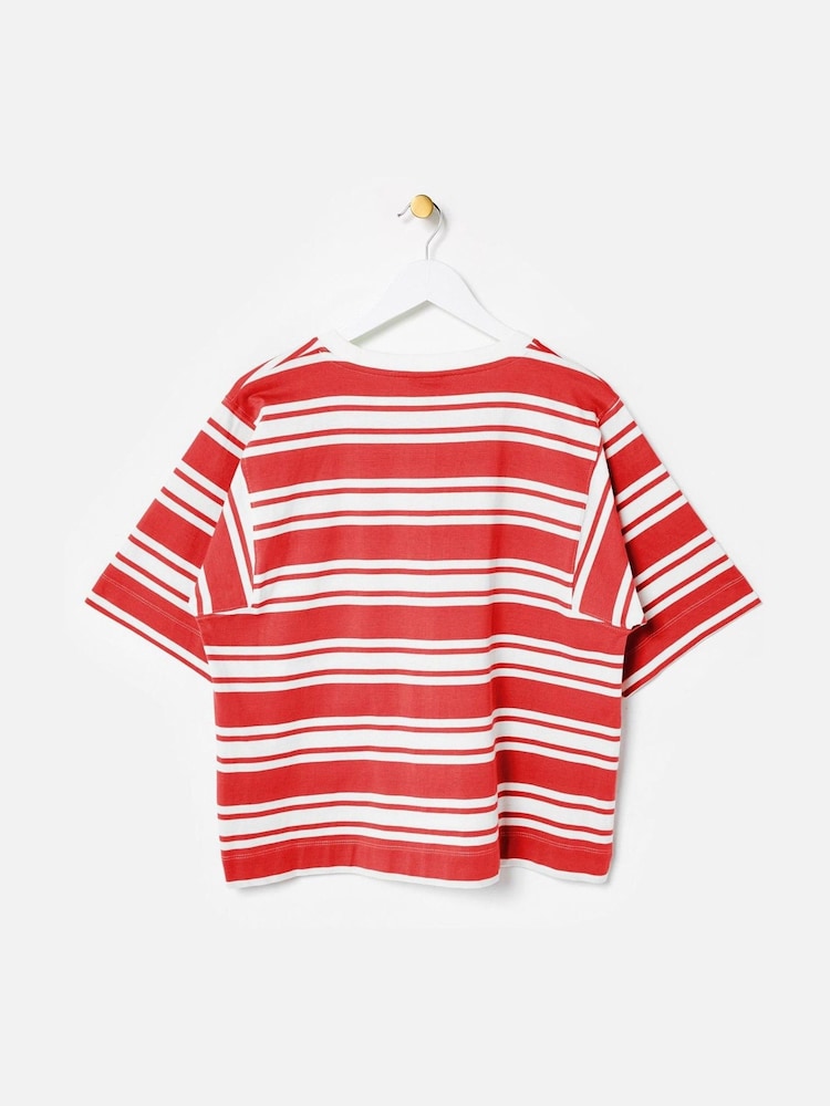 Oliver Bonas Red Striped Boxy T-Shirt - Image 2 of 5