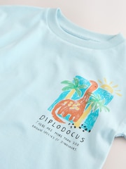 أزرق ديناصور - تيشرت بكُم قصير مزين بطبعة على الظهر (3 شهور-7 سنوات) - صورة 5 من 5