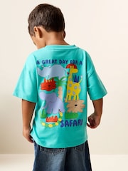 Aqua Blue Animal Short Sleeve Back Print T-Shirt (3mths-7yrs) - Image 1 of 8