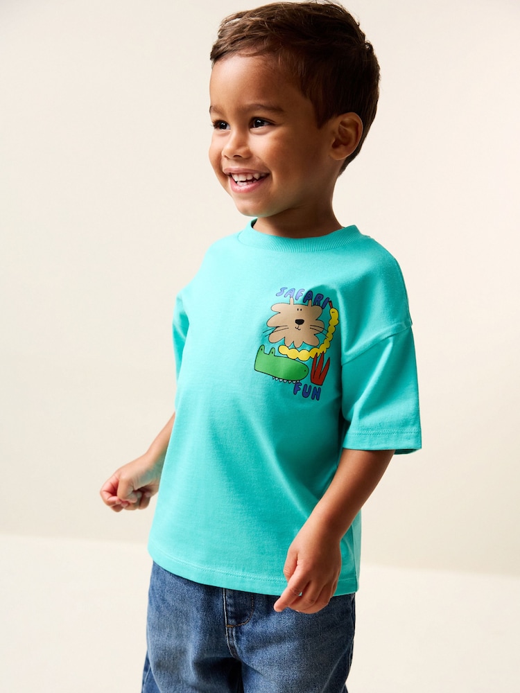 Aqua Blue Animal - تيشرت بكُم قصير مزين بطبعة على الظهر (3 شهور-7 سنوات) - صورة 2 من 8 Aqua Blue Animal - تيشرت بكُم قصير مزين بطبعة على الظهر (3 شهور-7 سنوات) - صورة 2 من 8