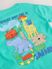 Aqua Blue Animal Short Sleeve Back Print T-Shirt (3mths-7yrs) - Image 7 of 8