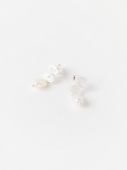 Oliver Bonas Silver Tone Clodagh Swirl Pearl Drop Earrings - Image 2 of 5