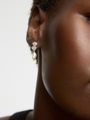 Oliver Bonas Silver Tone Clodagh Swirl Pearl Drop Earrings - Image 5 of 5