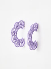 Oliver Bonas Purple Large Amani Scalloped Hoop Earrings - Image 1 of 5