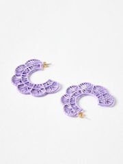 Oliver Bonas Purple Large Amani Scalloped Hoop Earrings - Image 3 of 5