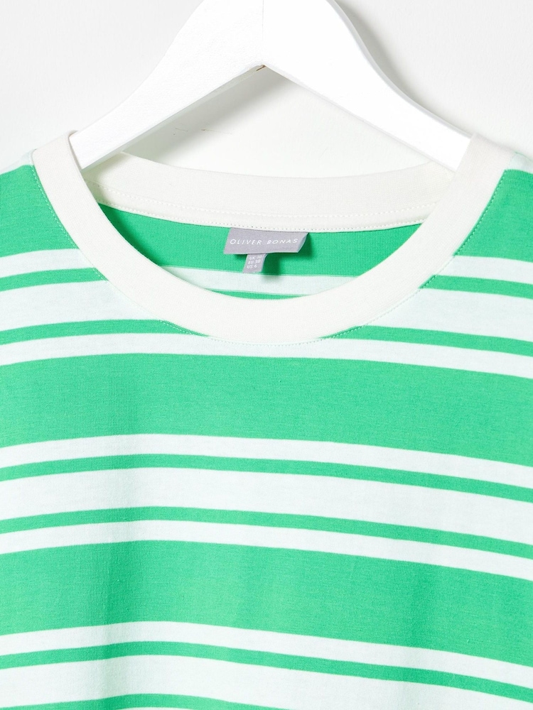 Oliver Bonas Green Striped T-Shirt - Image 6 of 7
