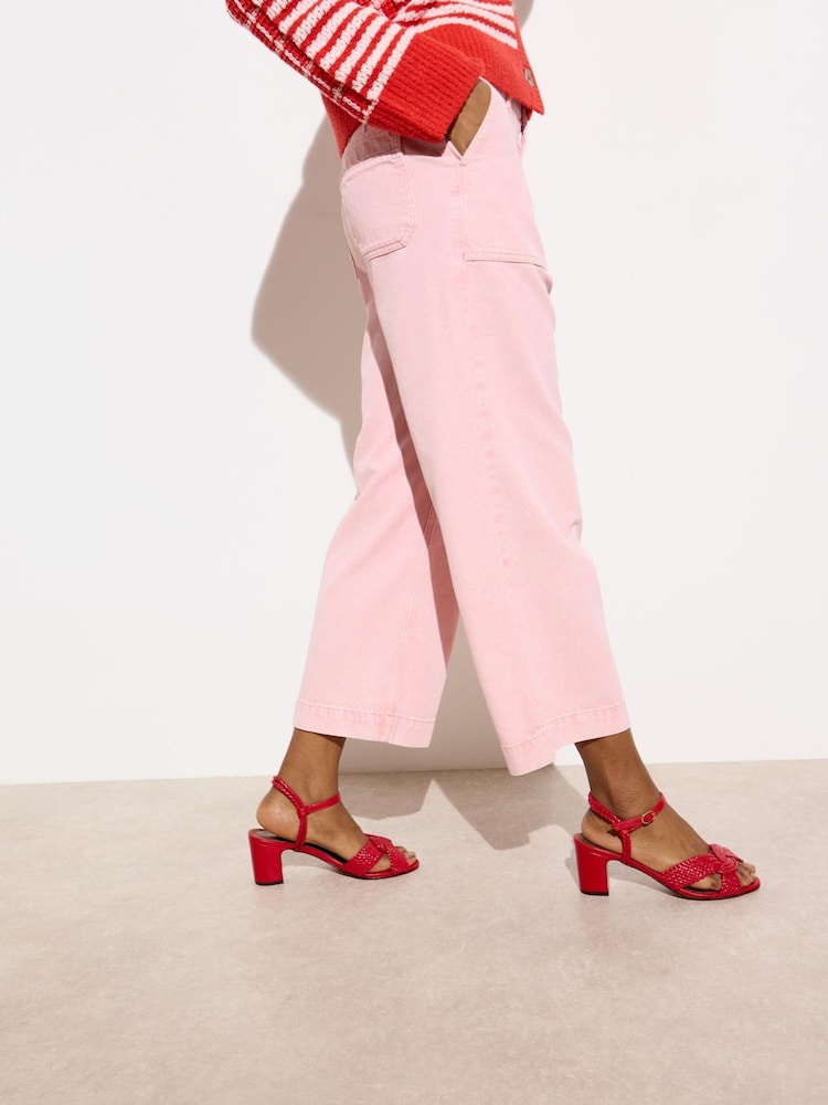 Oliver Bonas Pink Cropped Wide Leg Jeans - Image 2 of 7 Oliver Bonas Pink Cropped Wide Leg Jeans - Image 2 of 7