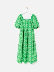 Oliver Bonas Floral Print Broderie Tile Puff Sleeve Midi Dress - Imagen 3 de 7