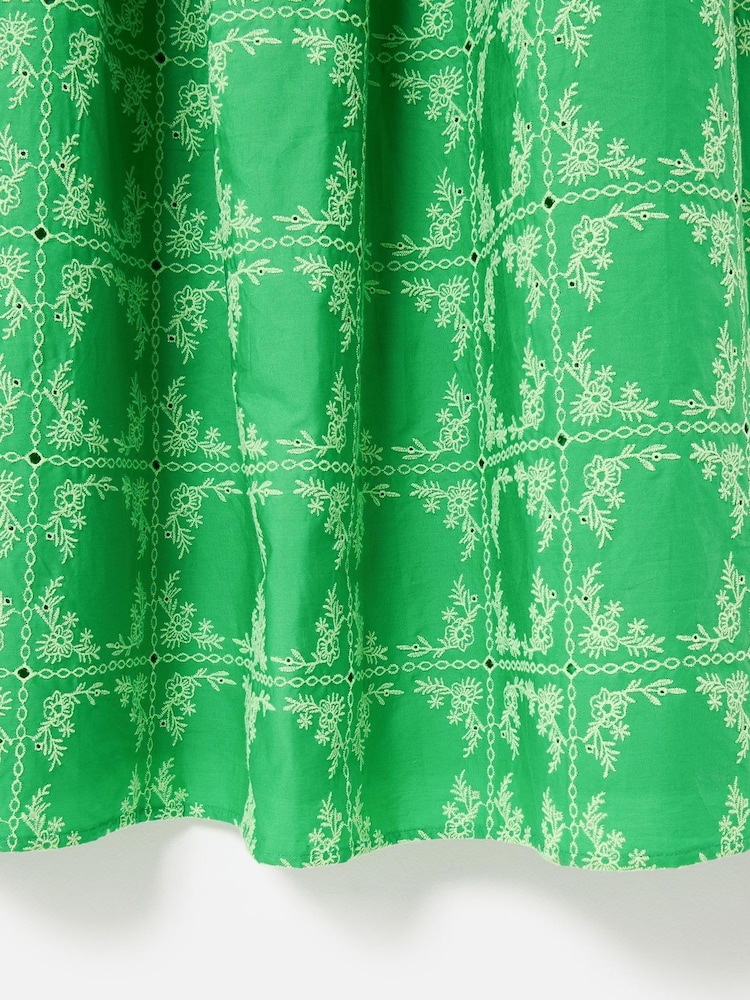 Oliver Bonas Floral Print Broderie Tile Puff Sleeve Midi Dress - Imagen 7 de 7