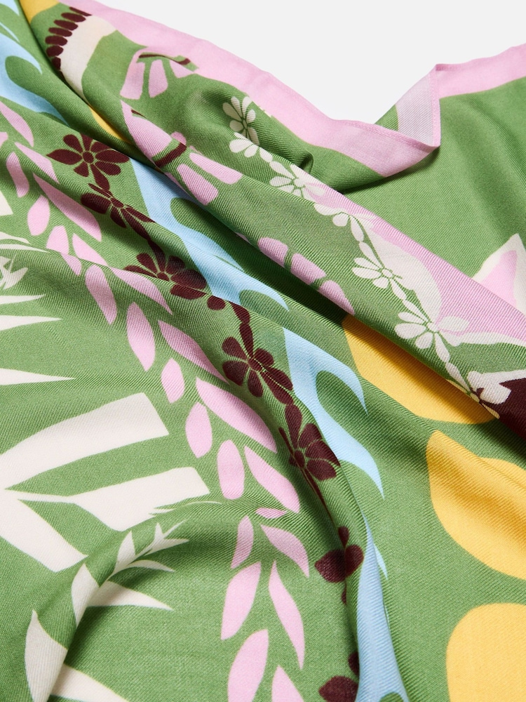 Oliver Bonas Green Sun Print Lightweight Scarf - Image 4 of 4