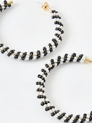 Oliver Bonas Black Juniper Twist Beaded Hoop Earrings - Image 4 of 5