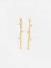 Oliver Bonas Gold Tone Iris Brushed Bar Chain Earrings - Image 1 of 5