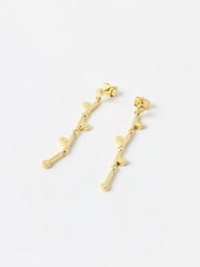 Oliver Bonas Gold Tone Iris Brushed Bar Chain Earrings - Image 2 of 5