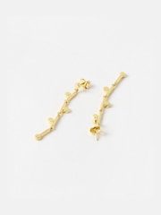 Oliver Bonas Gold Tone Iris Brushed Bar Chain Earrings - Image 3 of 5
