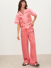 Oliver Bonas Red & Blue Striped Wide Leg Trousers - Image 1 of 7
