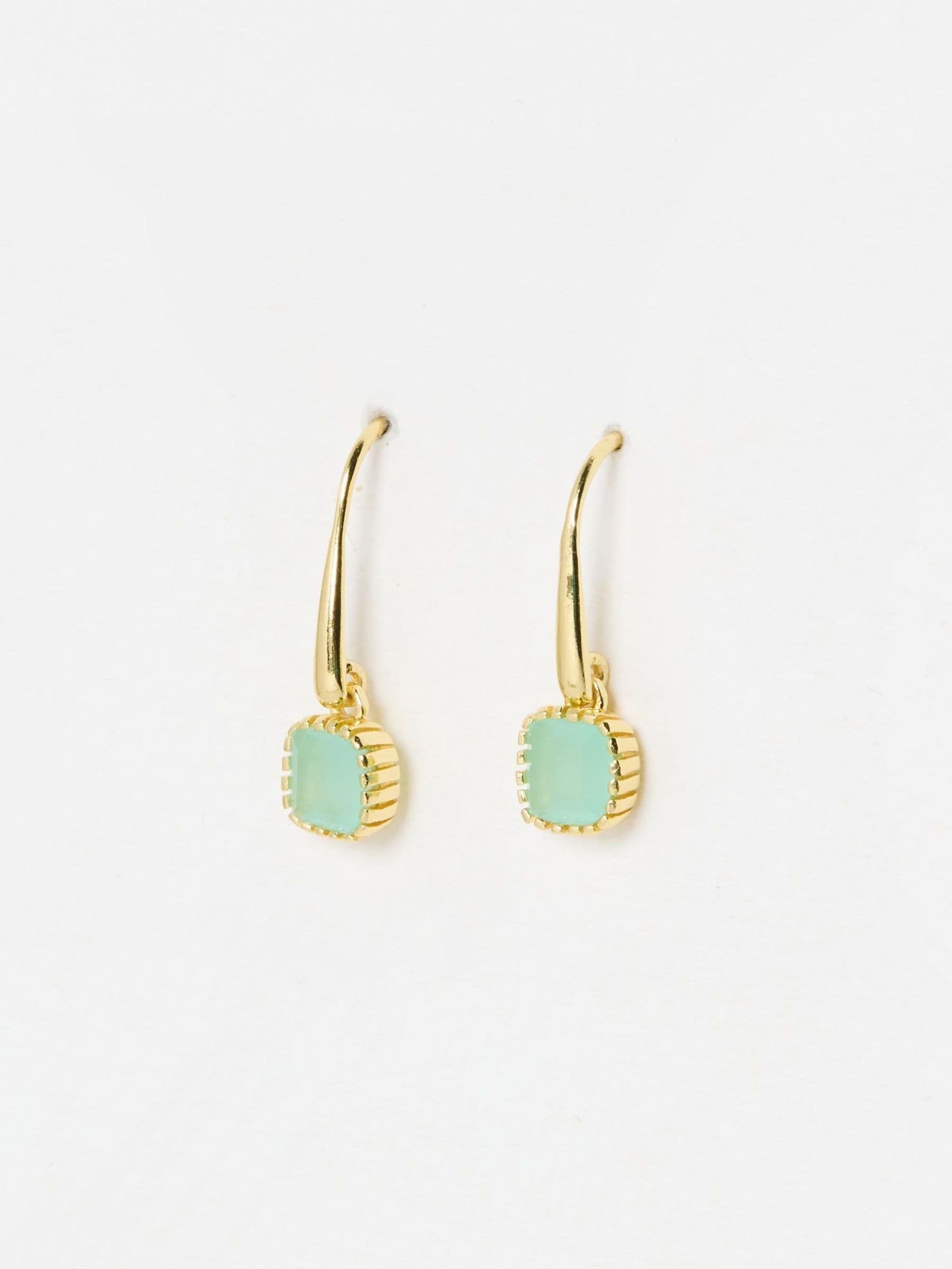 Oliver Bonas Blue Briar Gold Plated Aquamarine Drop Earrings