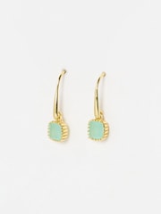 Oliver Bonas Blue Briar Gold Plated Aquamarine Drop Earrings - Image 1 of 5
