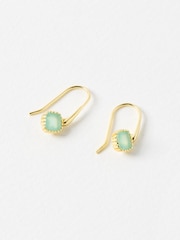 Oliver Bonas Blue Briar Gold Plated Aquamarine Drop Earrings - Image 2 of 5