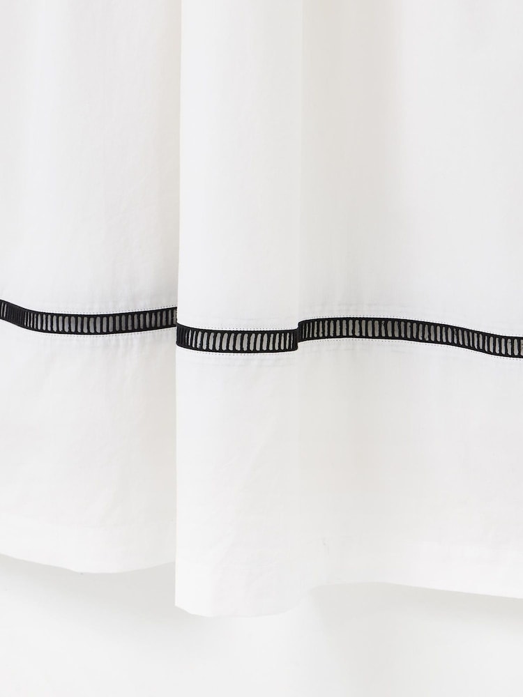 Oliver Bonas White & Black Broderie Frill V-Neck Midi Dress - Image 6 of 6