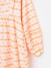 Oliver Bonas Orange Embroidered Seersucker Mini Dress - Image 6 of 7