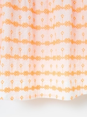 Oliver Bonas Orange Embroidered Seersucker Mini Dress - Image 7 of 7