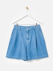 Oliver Bonas Blue Chambray City Shorts - Image 1 of 7